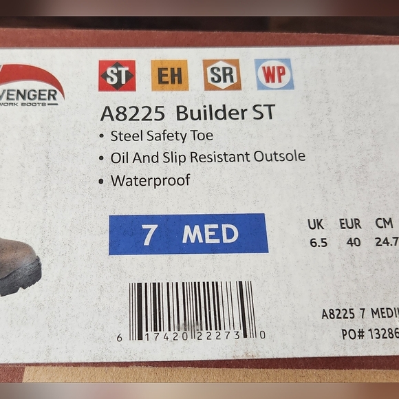 Men's Avenger 6" Steel Toe WP Work Boot A8225 builder ST. Size: 7.0 Med. - Picture 5 of 14